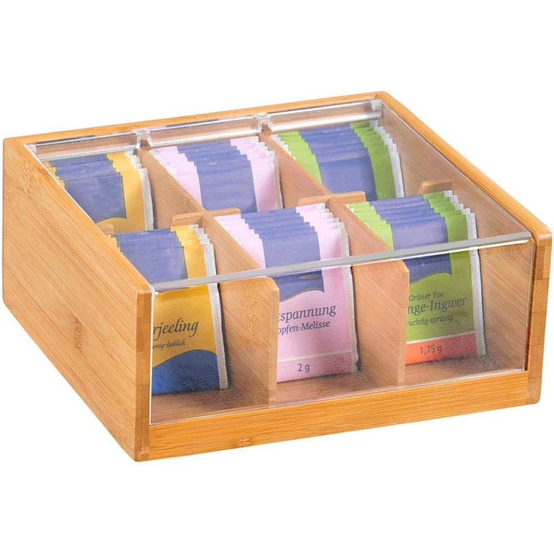 TEA   BOX , 6 SECTIONS , BAMBOO , Kesper
