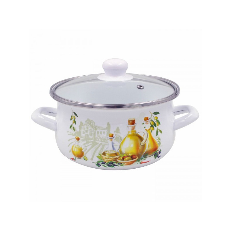 Puodas emaljētsjēts 22cm 4.8L su из стекла.крышка. TOSCANA